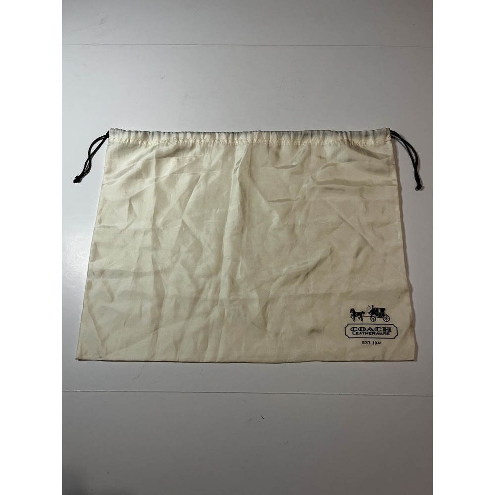 COACH Protective Dust Bag Dustbag Cover White Satin Drawstring Large (19"x15")